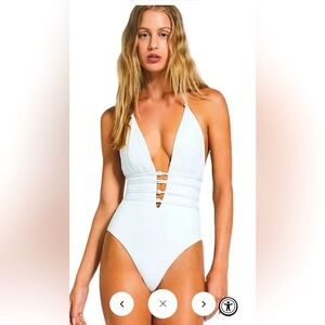 Devon Windsor, Medium, White, one-piece swimsuit